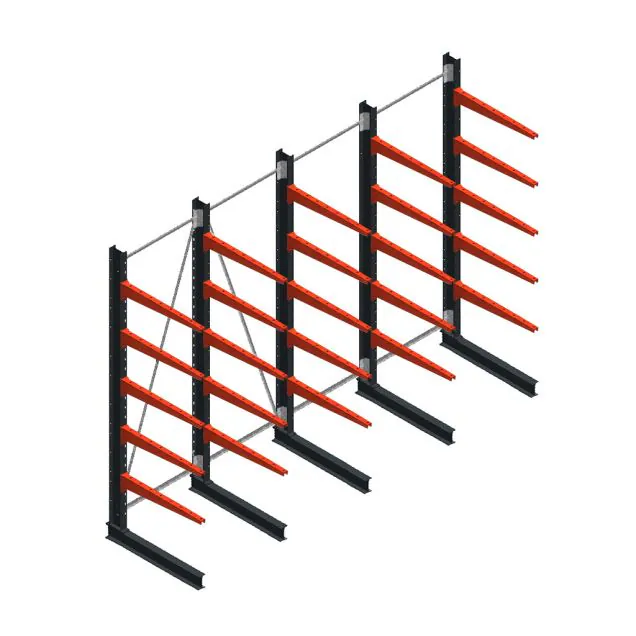 Vorteilsreihe medium Kragarmregal einseitig 3000x5000x800 mm (HxBxT) 5 Ebenen 340/Arm