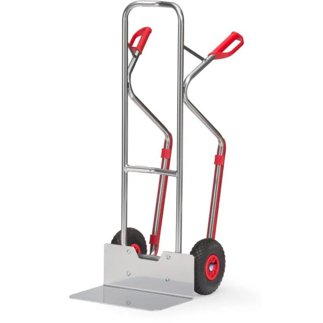Aluminium-Sackkarre 200 kg 1300 mm mit Luftreifen, extra große Schaufel und Gleitstreifen