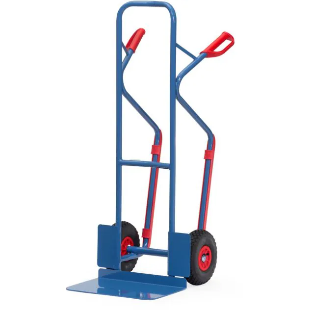 Stahl-Sackkarre 300 kg 1300 mm mit Luftreifen, extra großer Schaufel und Gleitstreifen