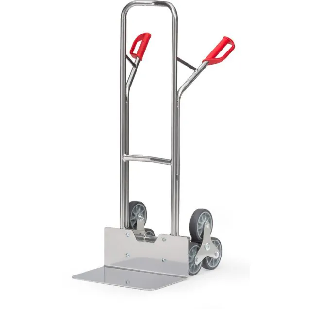 Treppen-Sackkarre Aluminium 200 kg 1300 mm mit 2 dreiflügeligen Sternrollen, extra breite Schaufel