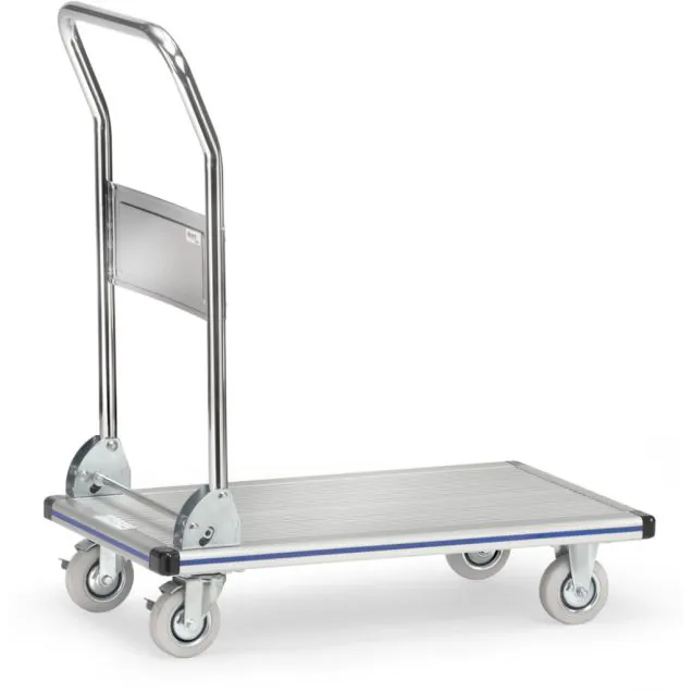 Plattformwagen, Transportwagen 150 kg aus Aluminium mit inklappbarem Schiebegriff 740x480