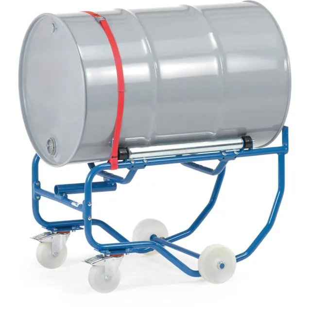 Fasskipper 250 kg mit Kippstange und 2 Stahlrollen, fahrbar