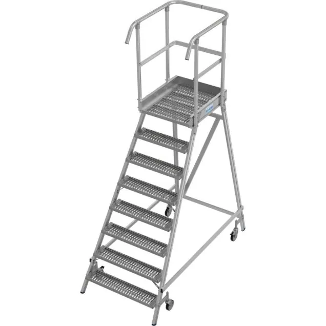 Plattformtreppe Krause einseitig R13 Anti-Rutsch Profilrost 8 Stufen 1950mm