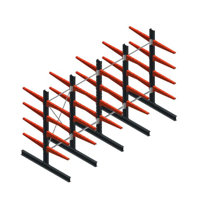 Vorteilsreihe medium Kragarmregal beidseitig 2500x5000x600 mm (HxBxT) 4 Ebenen 425/Arm