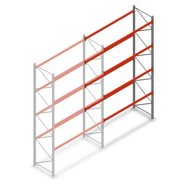 Palettenregal AR T2 4500x2700x1100mm (HxBxT) 4 Ebenen 2844kg/Eb. Anbauregal