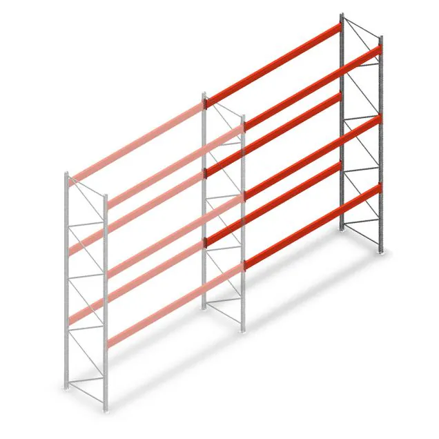 Palettenregal AR T2 4500x3600x1100mm (HxBxT) 2 Ebenen 3004kg/Eb. Anbauregal