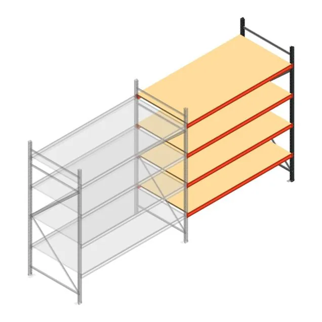 Weitspannregal AR 2500x2250x1000 mm (hxbxt) 4 Ebenen verzinkt Anbauregal mit vormontierten Rahmen