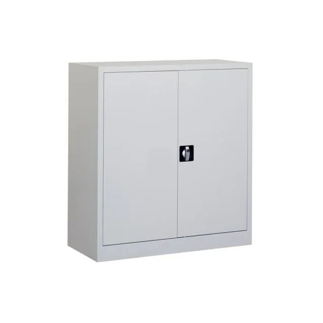 Abschließbarer Metall-Flügeltürenschrank, Lager-Schrank 1000x800x380 mm (hxbxt) grau