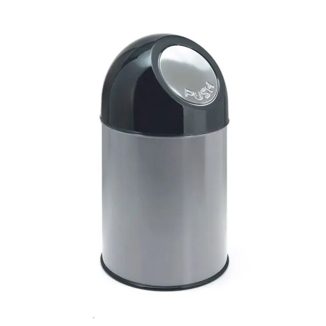 Abfallbehälter mit Pushdeckel 30 Liter metallic-schwarz