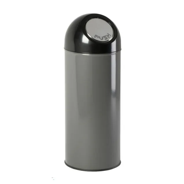 Abfallbehälter mit Pushdeckel 55 Liter metallic-schwarz