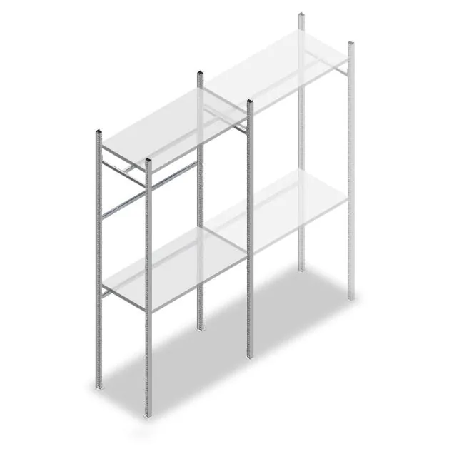 Konfektionsregal Medium Duty 2200x1000x500 mm (HxBxT) 1 Stange 2 Fachböden Grundregal