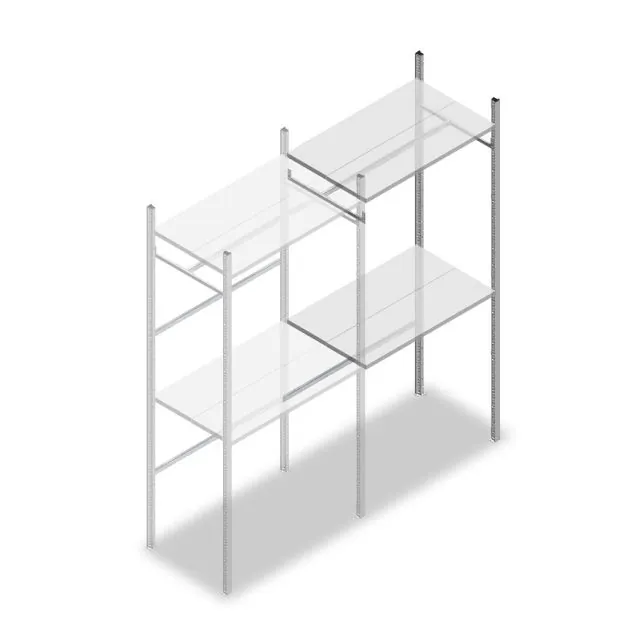 Konfektionsregal Medium Duty 2200x1000x600 mm (HxBxT) 1 Stange 2 Fachböden Anbauregal
