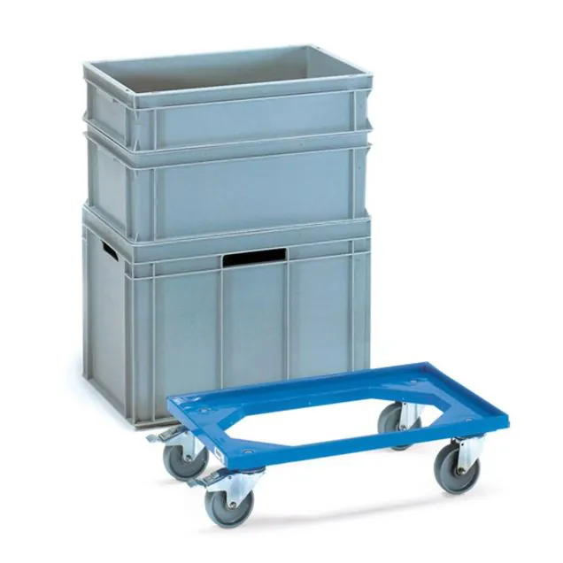 Euronorm-Lagerbehälter-Rollplatte 250 kg 605x405 mm (LxB) Kunststoff mit offenem Rahmen