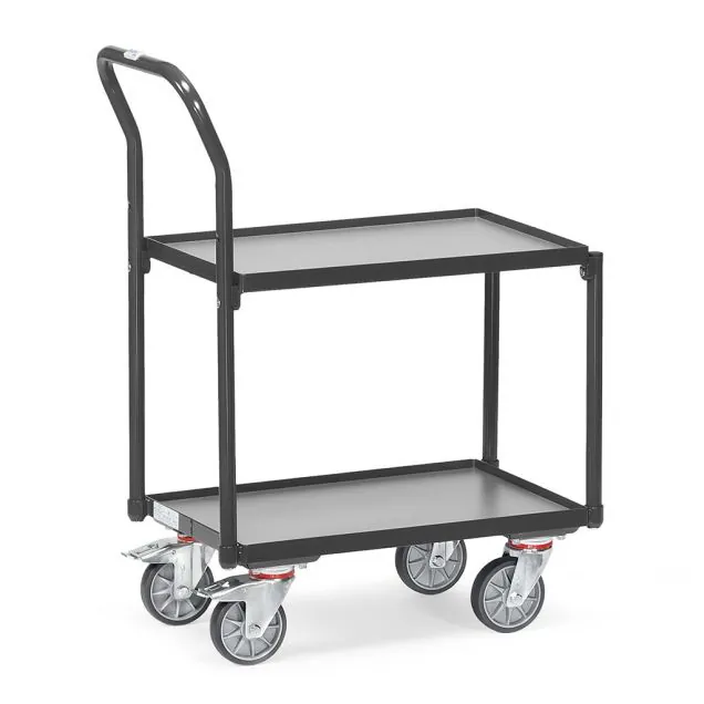 Eurobehälter Rollplatte 250 kg mit 2 Holz-Ebenen und Schiebegriff 605x405 anthrazit