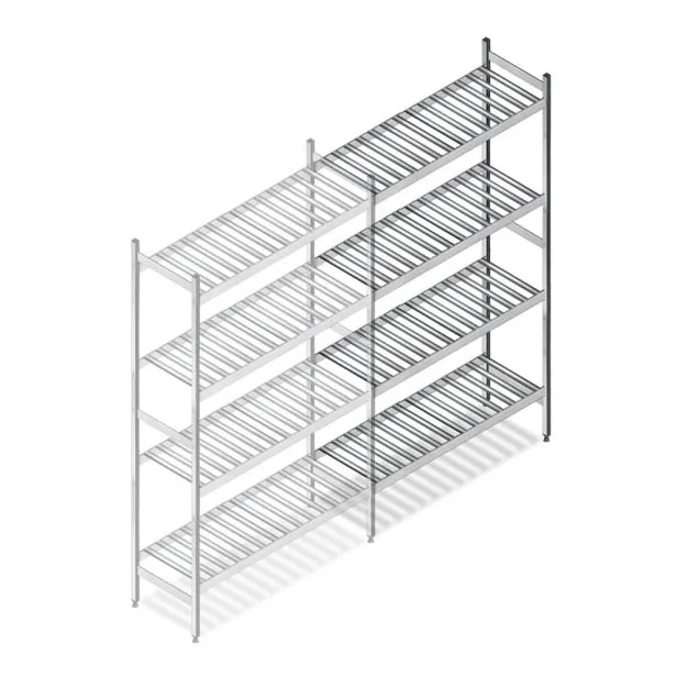 Hygienisches Regal 6811 1800x960x360 mm (HxBxT) 4 Ebenen Anbauregal