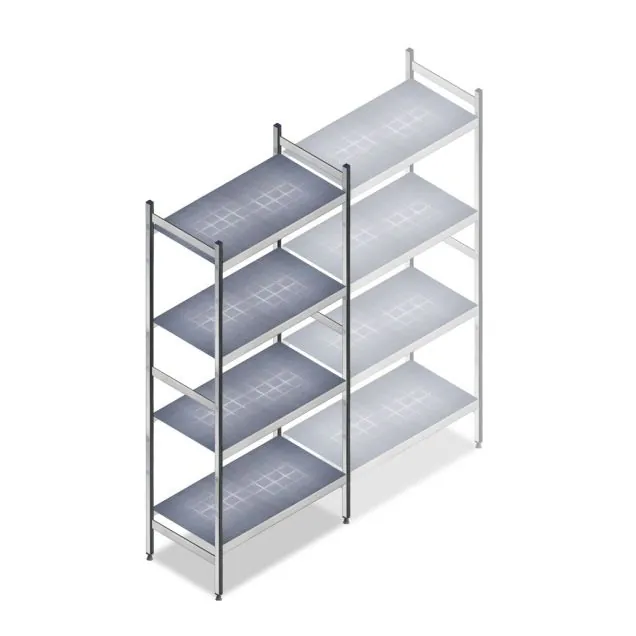 Hygienisches Regal 6622 1800x780x460 mm (HxBxT) 4 Ebenen Grundregal