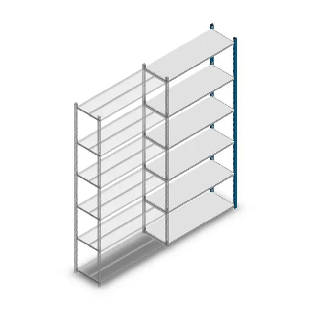 Fachbodenregal Medium Duty 2500x1150x400 mm (HxBxT) 6 Ebenen blau Anbauregal
