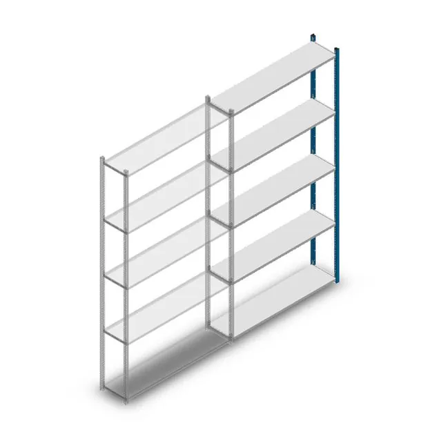 Fachbodenregal Medium Duty 2500x1300x300 mm (HxBxT) 5 Ebenen blau Anbauregal