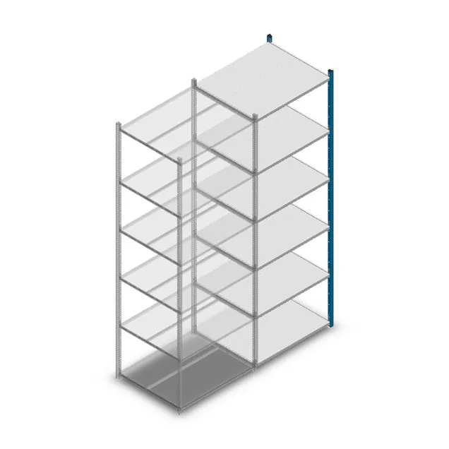 Fachbodenregal Medium Duty 2500x850x700 mm (HxBxT) 6 Ebenen blau Anbauregal