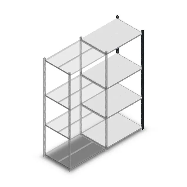 Fachbodenregal Medium Duty 2000x850x600 mm (HxBxT) 4 Ebenen anthrazit Anbauregal