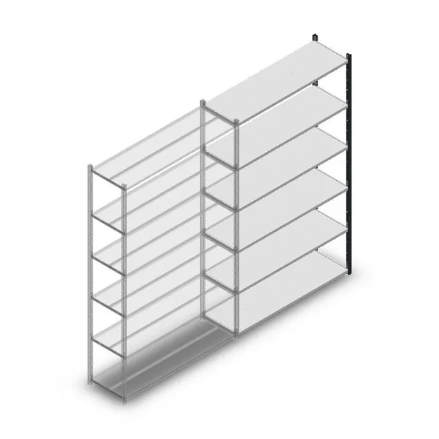 Fachbodenregal Medium Duty 2000x850x400 mm (HxBxT) 6 Ebenen anthrazit Anbauregal