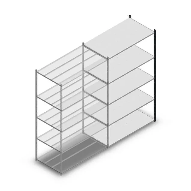 Fachbodenregal Medium Duty 2200x1300x700 mm (HxBxT) 5 Ebenen anthrazit Anbauregal