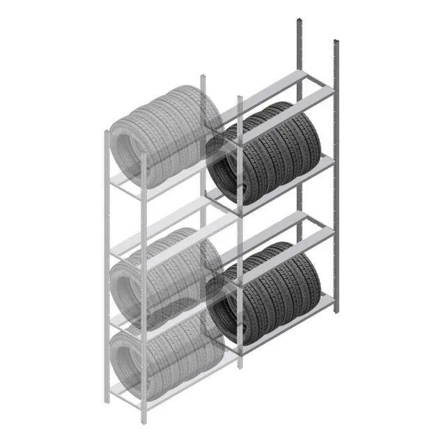 Reifenregal Medium Duty 2500x1000x600 mm (HxBxT) 4 Ebenen Anbauregal