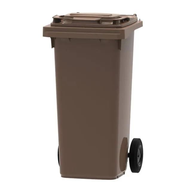 Abfallbehälter, mobiler Rollcontainer 120 Liter braun