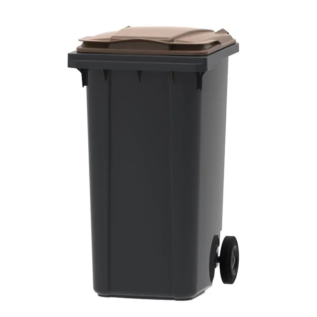 Abfallcontainer, mobiler Rollcontainer 240 Liter grau braun