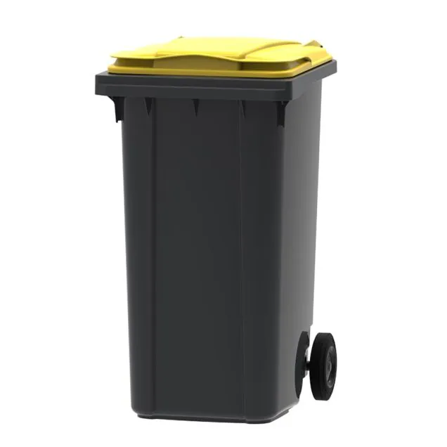 Abfallbehälter, mobiler Rollcontainer 240 Liter grau gelb