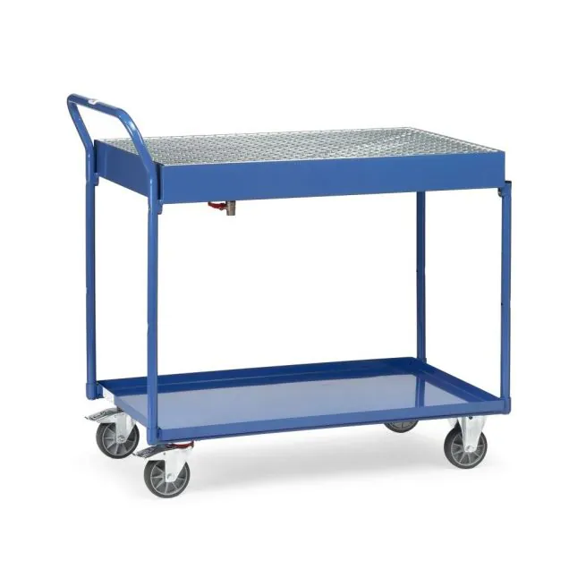 Tischwagen 300 kg mit Etagebehälter und Gitterrost 1000x600