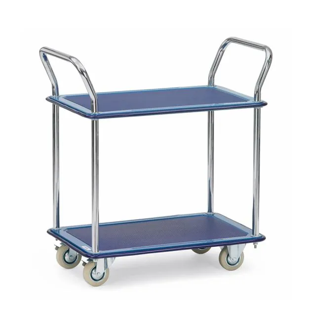 Tischwagen, Transportwagen 120 kg aus Stahl mit 2 Ebenen und 2 Schiebegriffen 740x480