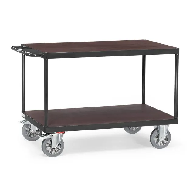 Tischwagen, Schwerlastwagen 1200 kg 2000x800 mit 2 hölzernen Ebenen anthrazit