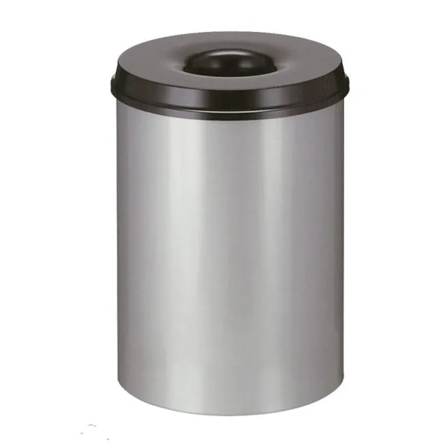 Feuerlöschender Papierkorb 50 Liter aluminiumgrau-schwarz
