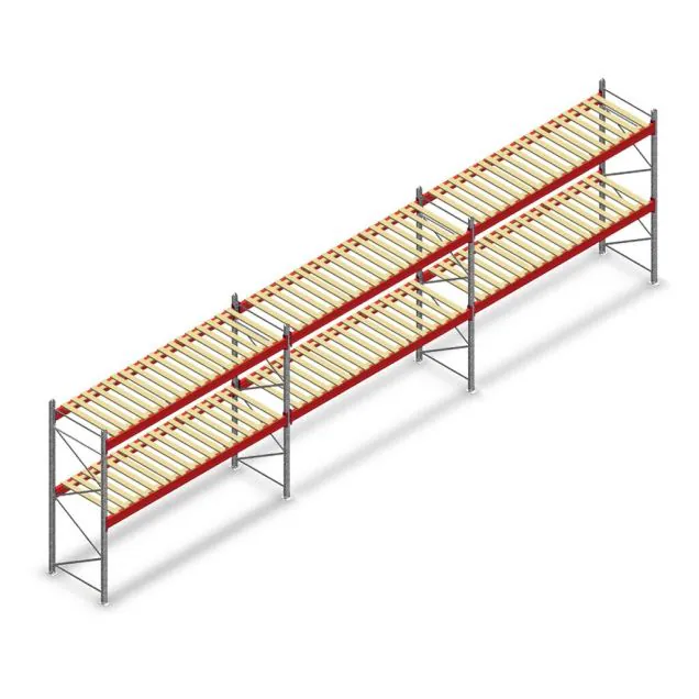 Vorteilsreihe gebrauchtes AR T2 Palettenregal 2500x11120x1100mm (HxBxT) 2 Ebenen mit Stegen