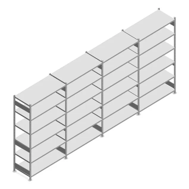 Vorteilsreihe gebrauchtes Heavy Duty Fachbodenregal 2500x5350x600 mm (HxBxT) 6 Ebenen 150 kg