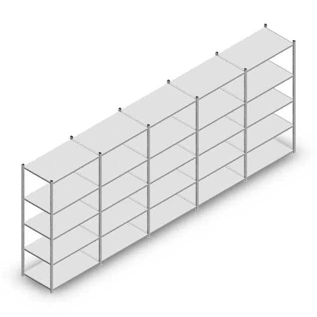 Vorteilsreihe Fachbodenregal Medium Duty 2000x5000x600 mm (HxBxT) 5 Ebenen verzinkt