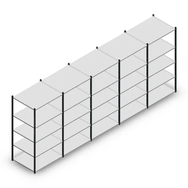 Vorteilsreihe Fachbodenregal Medium Duty 2000x5000x800 mm (HxBxT) 5 Ebenen anthrazit