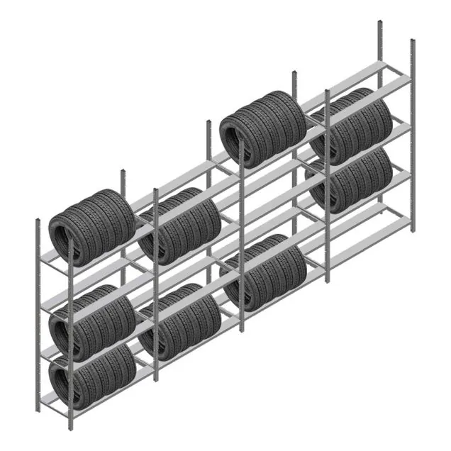 Vorteilsreihe Reifenregal Medium Duty 2200x4000x600 mm (HxBxT) 4 Ebenen