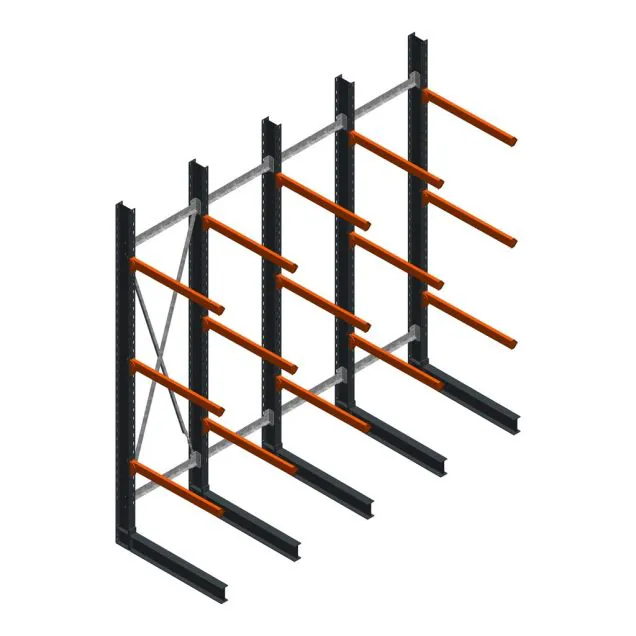 Vorteilsreihe schweres Kragarmregal einseitig 4000x4091x1200mm (HxBxT) 3 Ebenen