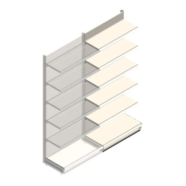 Wandleistenregal Tego 2400x1000x470 mm (hxbxt) 6 Ebenen RAL9001 Anbauregal