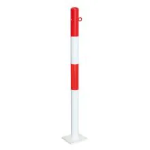 MORION Pfahl auf Fußplatte Ø 60mm 1 Kettenring rot/weiß