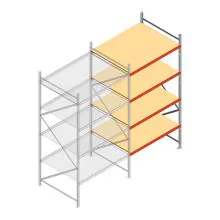 Weitspannregal AR 2250x2010x1200 mm (hxbxt) 4 Ebenen verzinkt Anbauregal mit vormontierten Rahmen