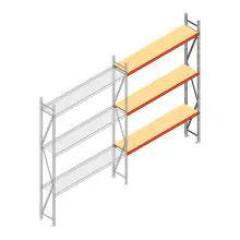 Weitspannregal AR 2500x1850x400 mm (hxbxt) 3 Ebenen verzinkt Anbauregal mit vormontierten Rahmen