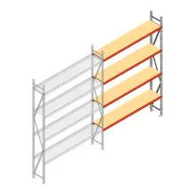 Weitspannregal AR 2500x1850x400 mm (hxbxt) 4 Ebenen verzinkt Anbauregal mit vormontierten Rahmen
