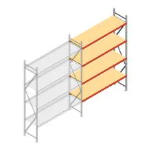 Weitspannregal AR 2500x1850x600 mm (hxbxt) 4 Ebenen verzinkt Anbauregal mit vormontierten Rahmen