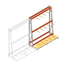 Regal für vertikale Lagerung AR einseitig 2500x1850x900 mm (HxBxT) 3 Ebenen Anbauregal