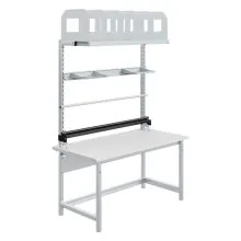 Höhenverstellbarer Arbeitsplatz mit Halter SOFAME Melamin 28mm 1500x750x768-1048 mm 300kg Grau