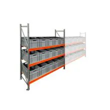 Behälterregal AR 2000x2250x600 mm (HxBxT) 3 Ebenen mit 15 Begra Euronorm Stapelbehältern grau Grundregal
