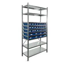 Behälterregal 2.000x1.000x400mm mit 32 Lagerbehältern / 128 Positionen Blau